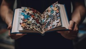uma pessoa segurando um livro estudando a sabedoria gerada pela ia